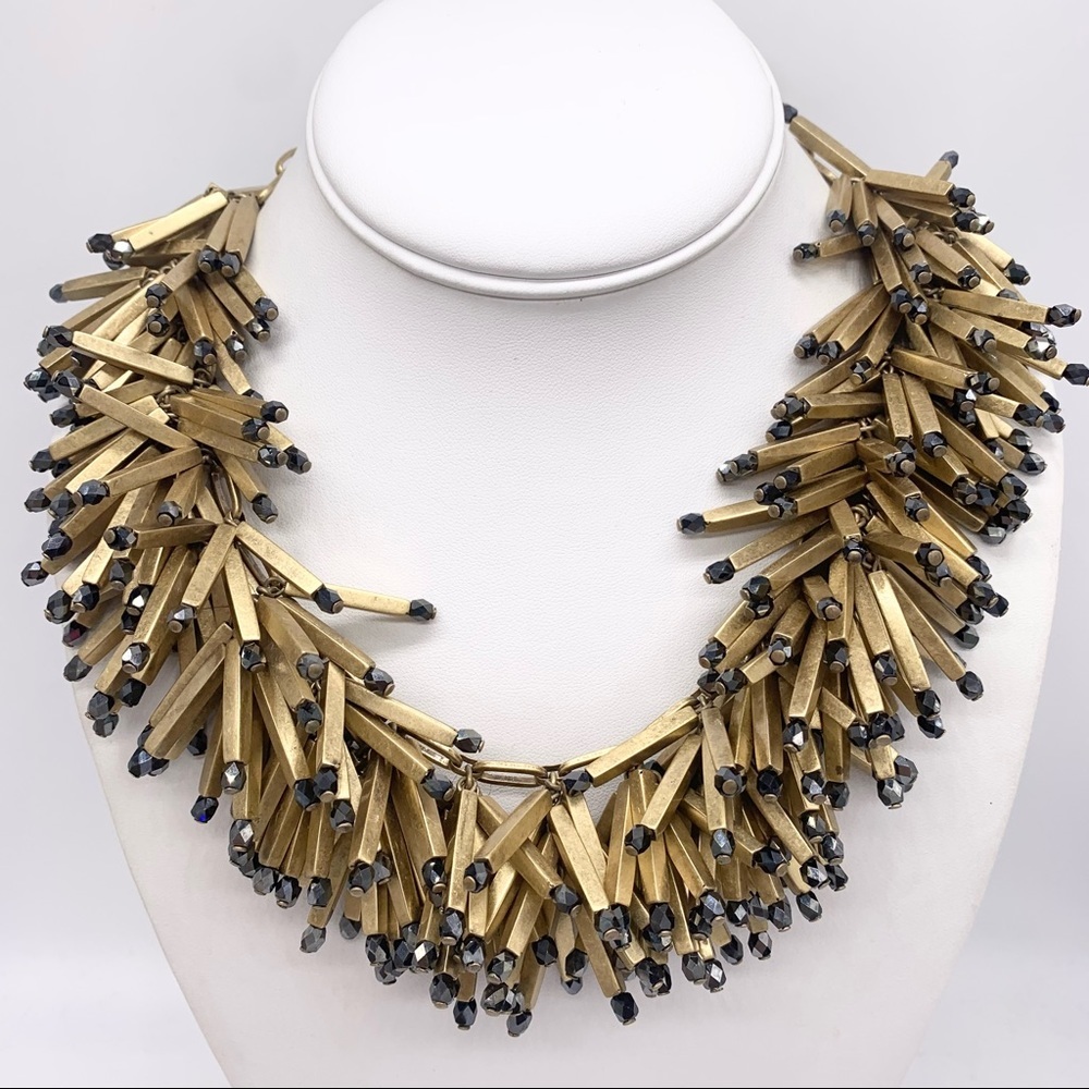 J. Crew Matchstick Black and Gold Necklace